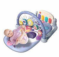 Отличная игрушка для новорожденных развивающий музыкальный коврик с погремушками фиолетовый