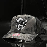 Оригинальная серая кепка с сеткой Mitchell & Ness snapback Brooklyn NetsTrucker