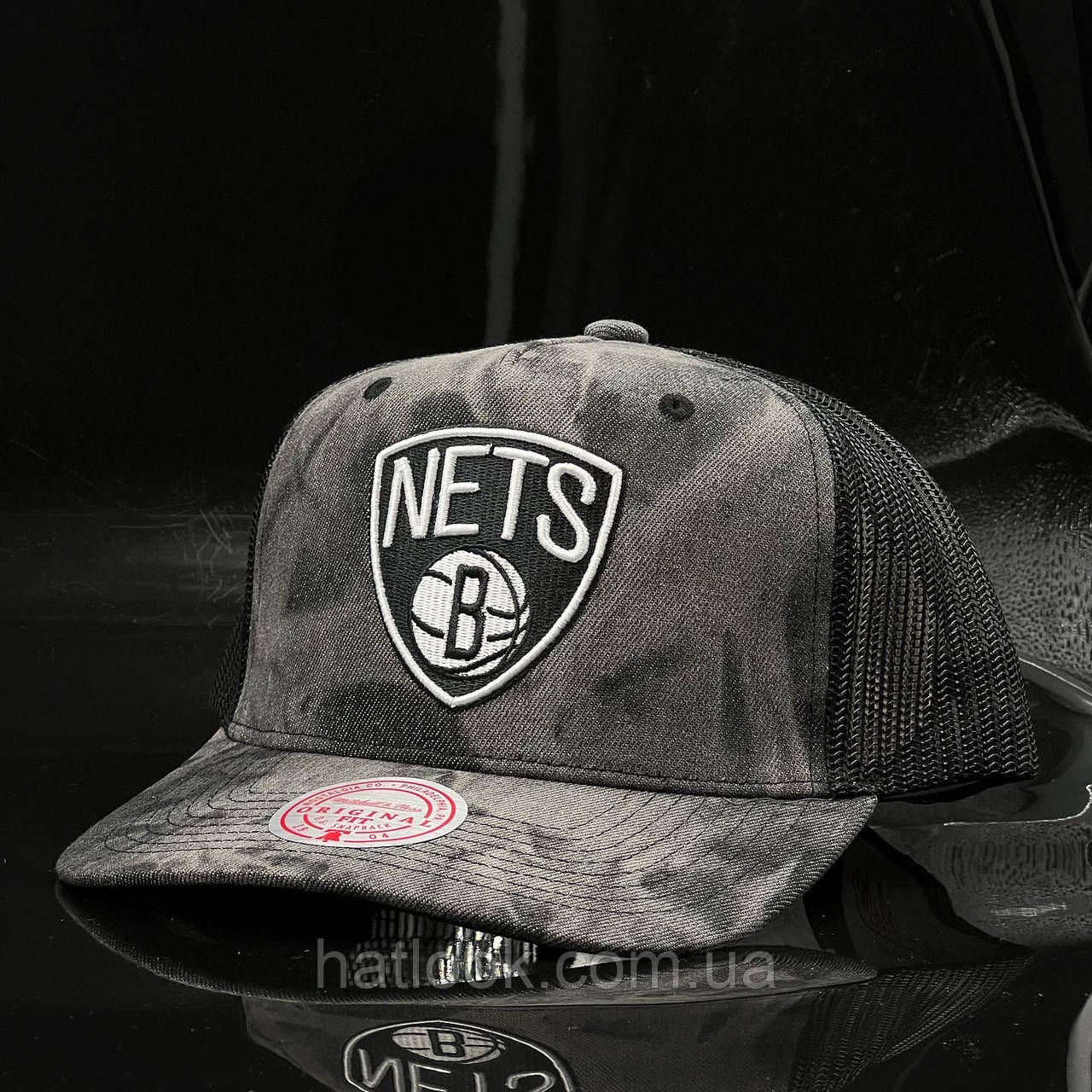 Оригінальна сіра кепка з сіткою Mitchell & Ness snapback Brooklyn Nets Trucker