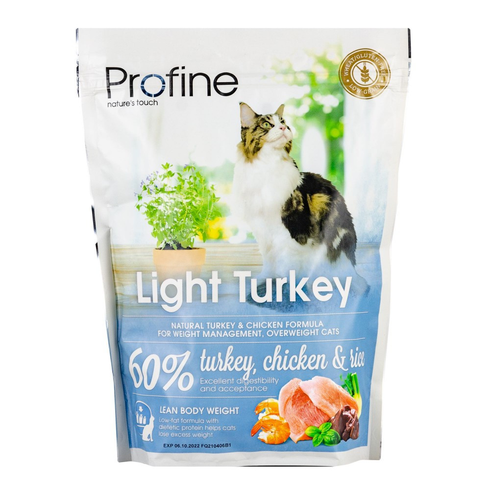 Сухий корм для котів із зайвою вагою з індичкою, куркою та рисом Profine Cat Light 300 г, фото 1