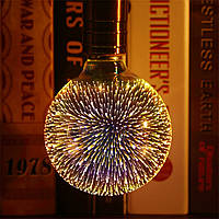 Світлодіодна лампочка C80-3D з ефектом феєрверку Е27, декоративна led лампочка | лампа світлодіодна