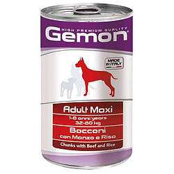 Gemon Dog Maxi Adult Chunks with Beef&Rice-Вологий корм з яловичиною та рисом для дорослих собак 1.25 кг