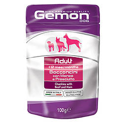 Gemon (Джемон) Dog Adult Chunkies with Beef and Ham - Вологий корм для собак із яловичиною та шинкою 100 гр