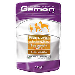 Gemon Dog Puppy & Junior Chunkies with Chicken - Вологий корм для цуценят від 2-10 місяців з куркою 100 гр