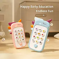 Детская музыкальная игрушка мобильный голосовой телефон на подарок Розовый