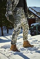 Армейские тактические брюки, военные штаны мужские, утепленные на флисе, Terra Hot для ЗСУ Белый пиксель, L