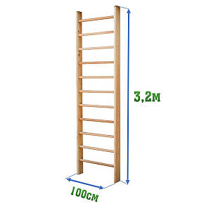 Стінка гімнастична дерев'яна (шведська) 3,2x1м