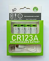 Аккумуляторы CR123A (16340) Smartools емкостью 700mAh с зарядкой от USB - для тепловизора, фонаря, прицела