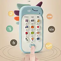 Детская музыкальная игрушка мобильный голосовой телефон на подарок Голубой