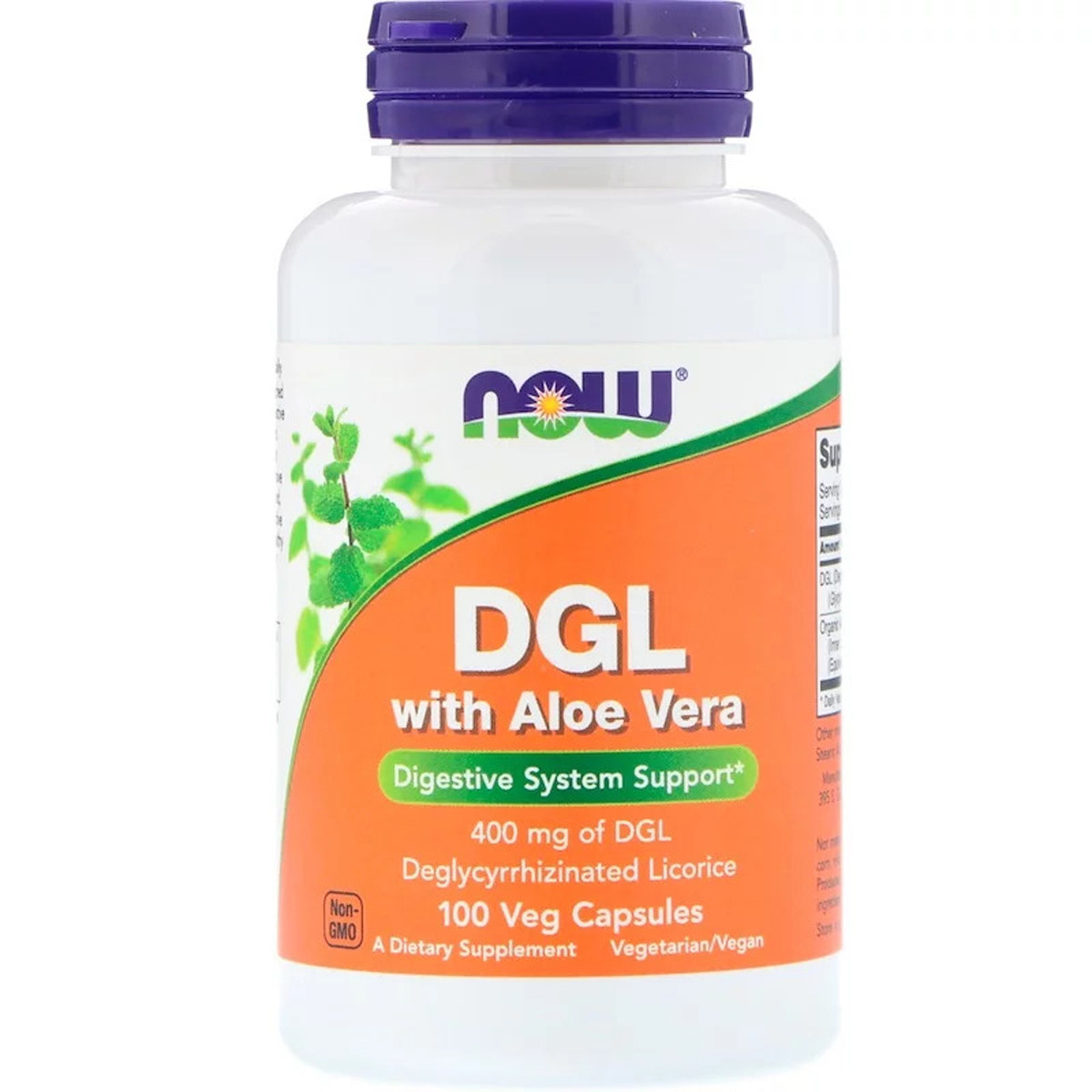 Лакриця й алое вера Now Foods DGL with Aloe Vera 400 мг 100 капсул (NF4654)