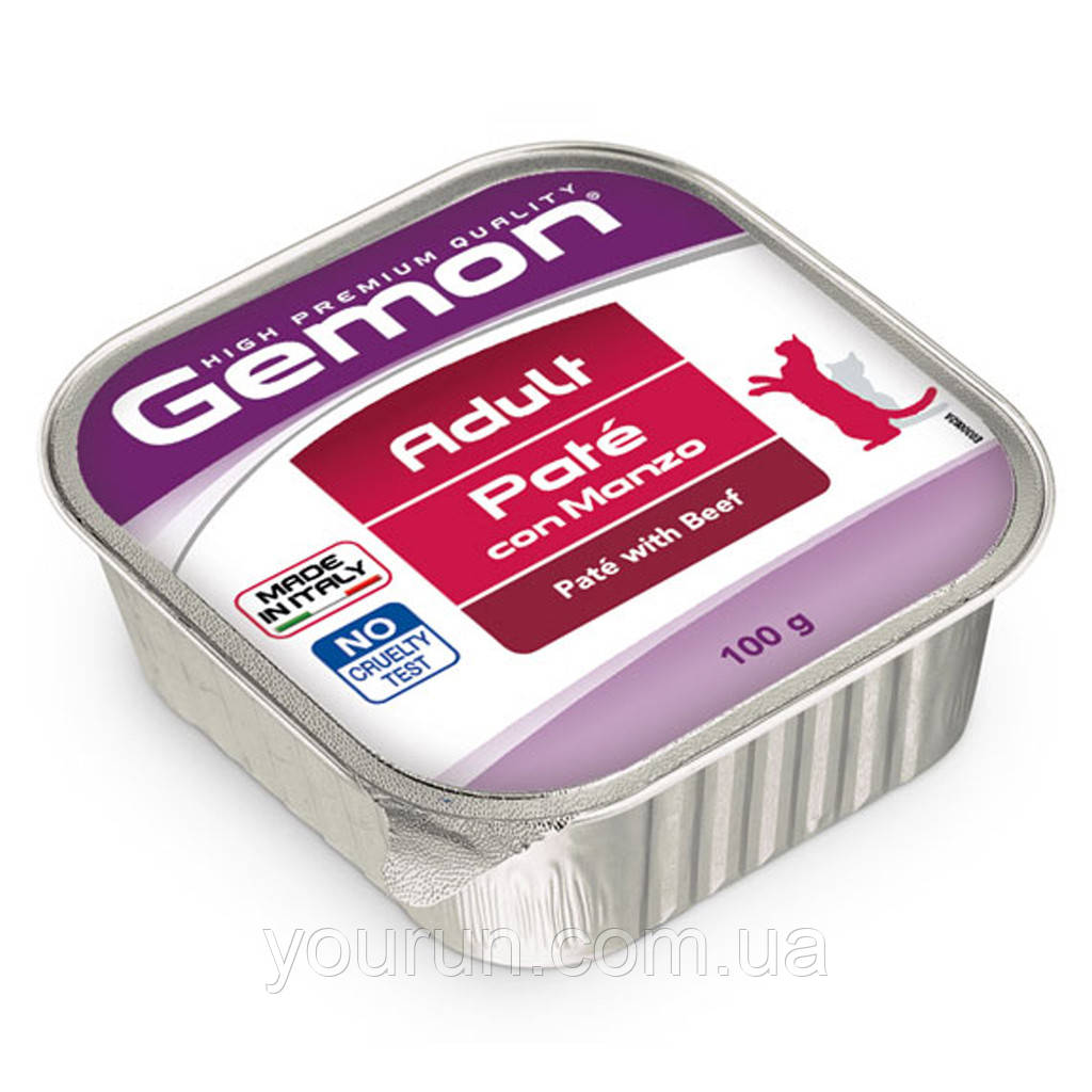 Gemon (Джемон) Cat Adult Pate with Beef - Вологий корм для дорослих котів з яловичиною 100 гр, фото 1