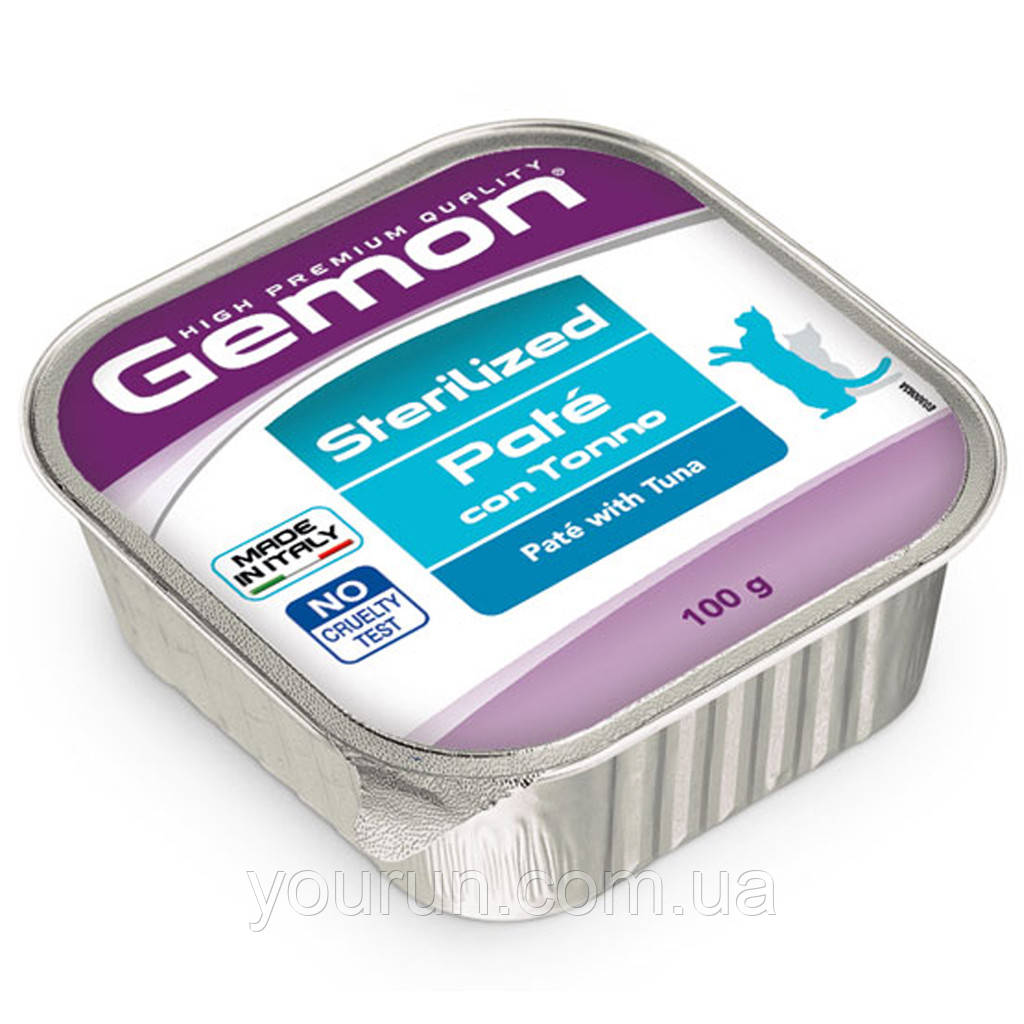 Gemon (Джемон) Cat Adult Sterilized Pate with Tuna - Вологий корм для стерилізованих котів з тунцем 100 гр, фото 1