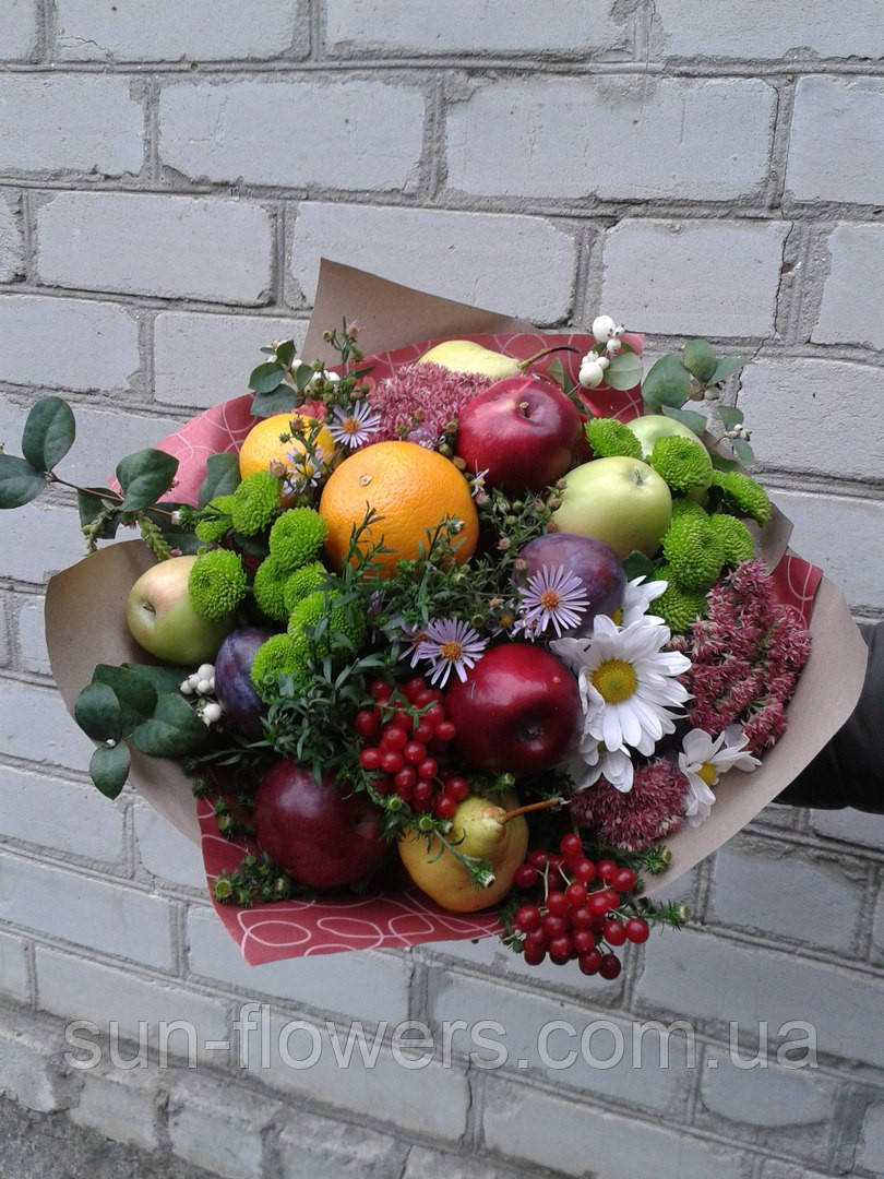 Веган- букет(микс фруктов и цветов) - фото 1 - id-p380709711