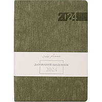 Щоденник датований 2024 рік, А5 формату хакі, Leo Planner Boss інтегральна обкладинка