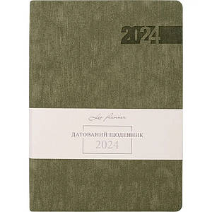 Щоденник датований 2024 рік, А5 формату хакі, Leo Planner Boss інтегральна обкладинка