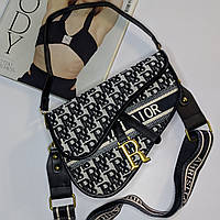 Женская сумка седло Christian Dior, сумка седло сумка в гусиную лапку с грубым ремешком