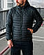 Чорна коротка чоловіча куртка з капюшоном весняна осіння, фото 3