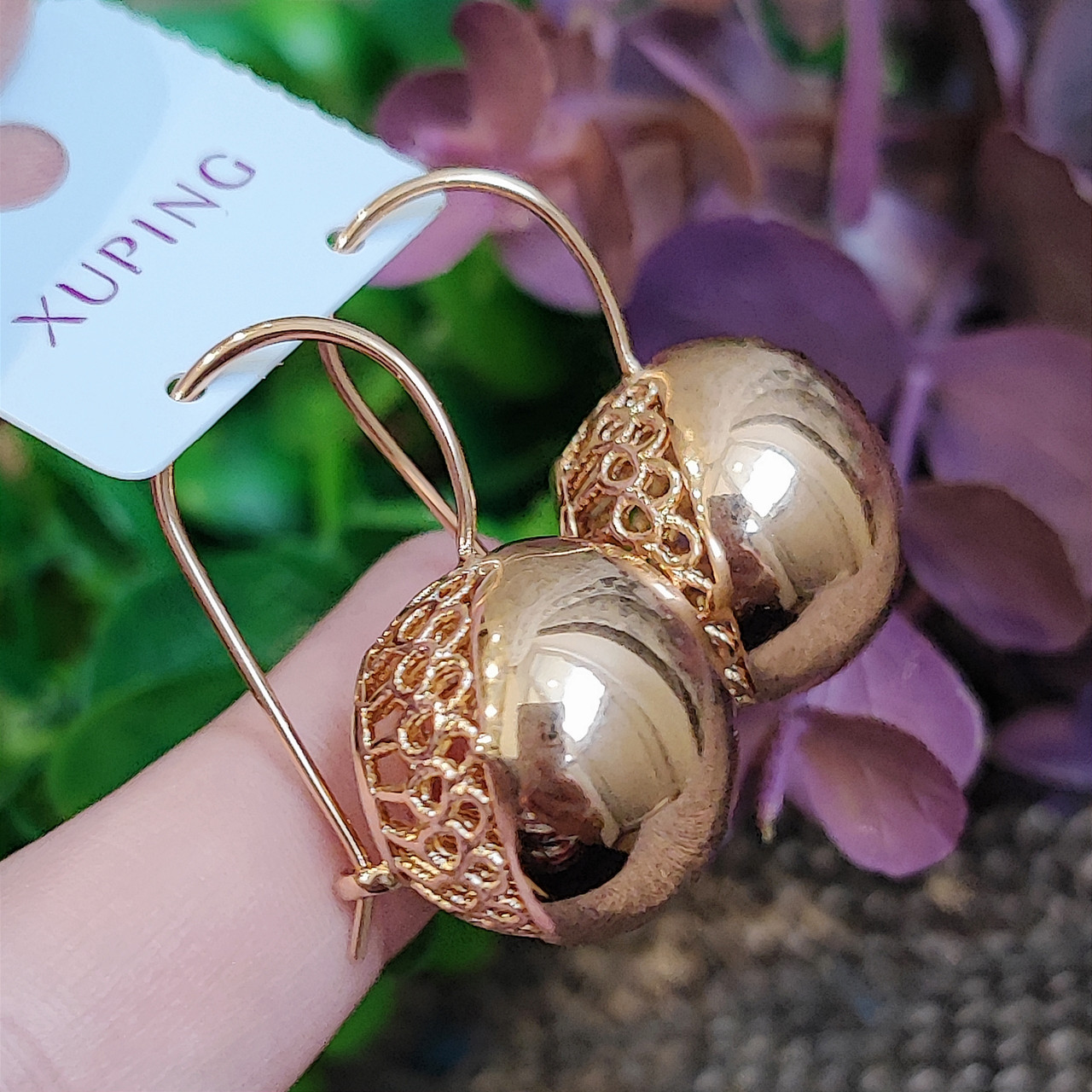 Сережки Xuping довжина 3.3см ширина 2см медичне золото позолота 18К с1042