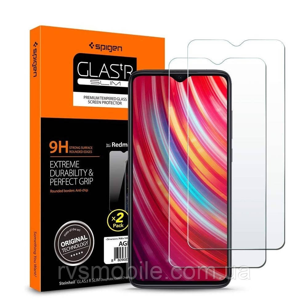 Захисне скло Spigen для Xiaomi Redmi Note 8 Pro - GLAS.tR SLIM, 2 шт (AGL00390)