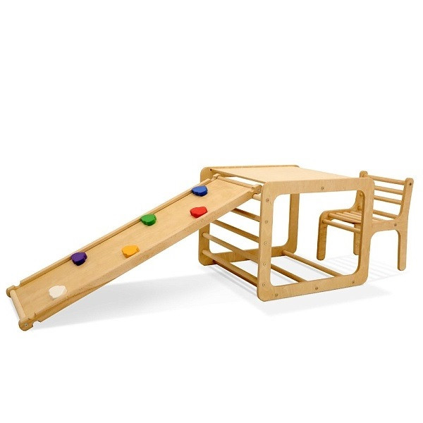 Дитячий домашній спортивний комплекс, Дерев'яний дитячий столик та стільчик з гіркою SportBaby