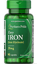 Залізо, Easy Iron (Glycinate), Puritan's Pride, 28 мг, 90 гелевих капсул