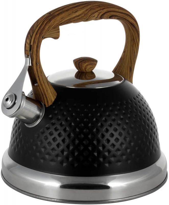 Чайник Kamille Whistling Kettle Black 2.7 л неіржавка сталь зі свистком