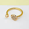 Кільце "Квітка та Куля" зі вставкою цирконію, р.16,5-17,5, медзолото Xuping, позолота, 18К, фото 3