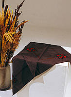 Салфетка серая на стол Текстиль для кухни льон "цветной орнамент"