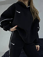 Жіночий теплий базовий спортивний костюм Найк худий з капюшоном і штани Nike з кантом тринити на флісі VV