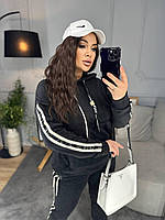 Женский велюровый мягкий прогулочный спортивный костюм с лампасами велюр спорт штаны и кофта батал VV