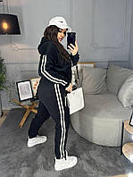 Женский велюровый мягкий прогулочный спортивный костюм с лампасами велюр спорт штаны и кофта батал BVV