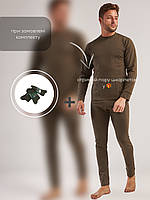 Комплект зимнее флисовое термобелье Thermo Man мужское, цвет хаки, размер L + термоноски в подарок