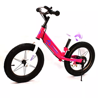 Велобег T12 для детей с ручным тормозом на надувных колесах 12 дюймов с регулируемым рулем (розовый)