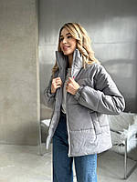 Женская стильная куртка стеганная весенняя теплая курточка на подкладке синтепон 250 без капюшона норма батал