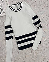 Трендовый женский мягкий полосатый свитер оверсайз кофта в полоску 42-46 трикотаж кофта поло Турция полувер