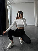 Женский прогулочный базовый костюм укороченный кроп топ и штаны джоггеры спортивный костюм Nike двухнить Белый
