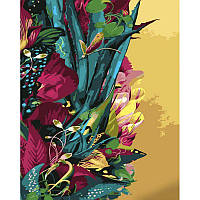 Картины Рисование по номерам цветы Набор для росписи Магические растения 40x50 Strateg с золотой краской