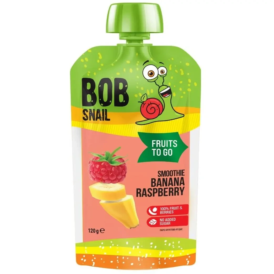 Пюре фруктове без цукру Bob Snail Smoothie "Смузі Банан-Малина" 120 г Равлик Боб