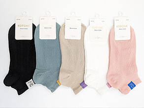 Жіночі короткі літні шкарпетки Корона, бавовна, бірка.  розмір 37-41, 10 пар/уп асорті