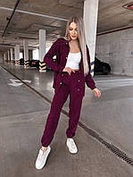 Стильний трендовий жіночий вельветовий прогулянковий базовий костюм мікро-вельвет брюки і сорочка на кнопках