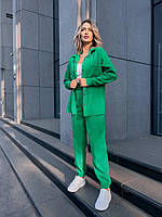 Стильный трендовый вельветовый женский прогулочный базовый костюм микро-вельвет брюки и рубашка на кнопках
