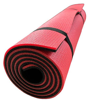 Килимок для йоги та фітнесу 1800×600×10мм, “Fitness premium”, двошаровий, Туреччина, колір - червоний/чорний, фото 1