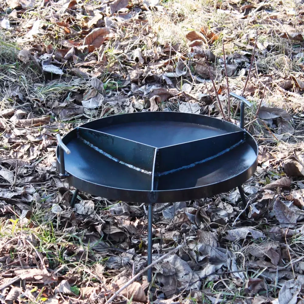 Сковорода багаттява трисекційна 50 см для природи Трисекційна сковорідка для смаження на багатті, фото 1