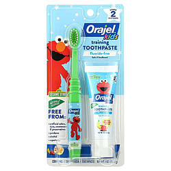 Зубна паста для дітей Orajel Kids Elmo Training Toothpaste & Toothbrush Fluoride-Free Stage 2 0-3 Years 28.3 g (Banana Apple)