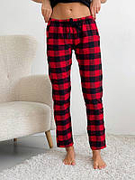 Новинка! Стильные пижамные женские брюки COSY клетка красно/черные Домашняя одежда