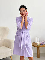 Новинка! Стильный муслиновый женский подарочный комплект COSY халат+рубашка лаванда в упаковке
