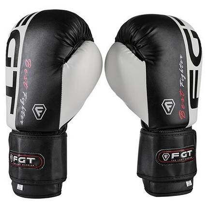 Боксерські рукавички FGT 3555 Flex 10oz, 12oz, чорний білий, фото 1