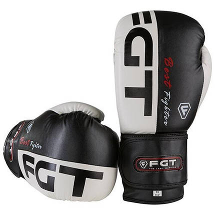 Боксерські рукавички FGT 3555 Flex 10oz, 12oz, чорний білий, фото 4
