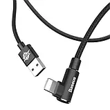 Ігровий кабель Baseus MVP Elbow Lightning Cable 2A 1м CALMVP-01 кутовий конектор Apple iPhone iPad MacBook Чорний, фото 2