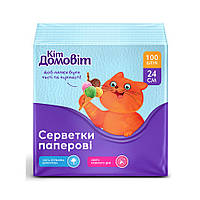 Серветки столові паперові одношарові Блакитні 24х24 см, 100 шт, Кіт Домовіт